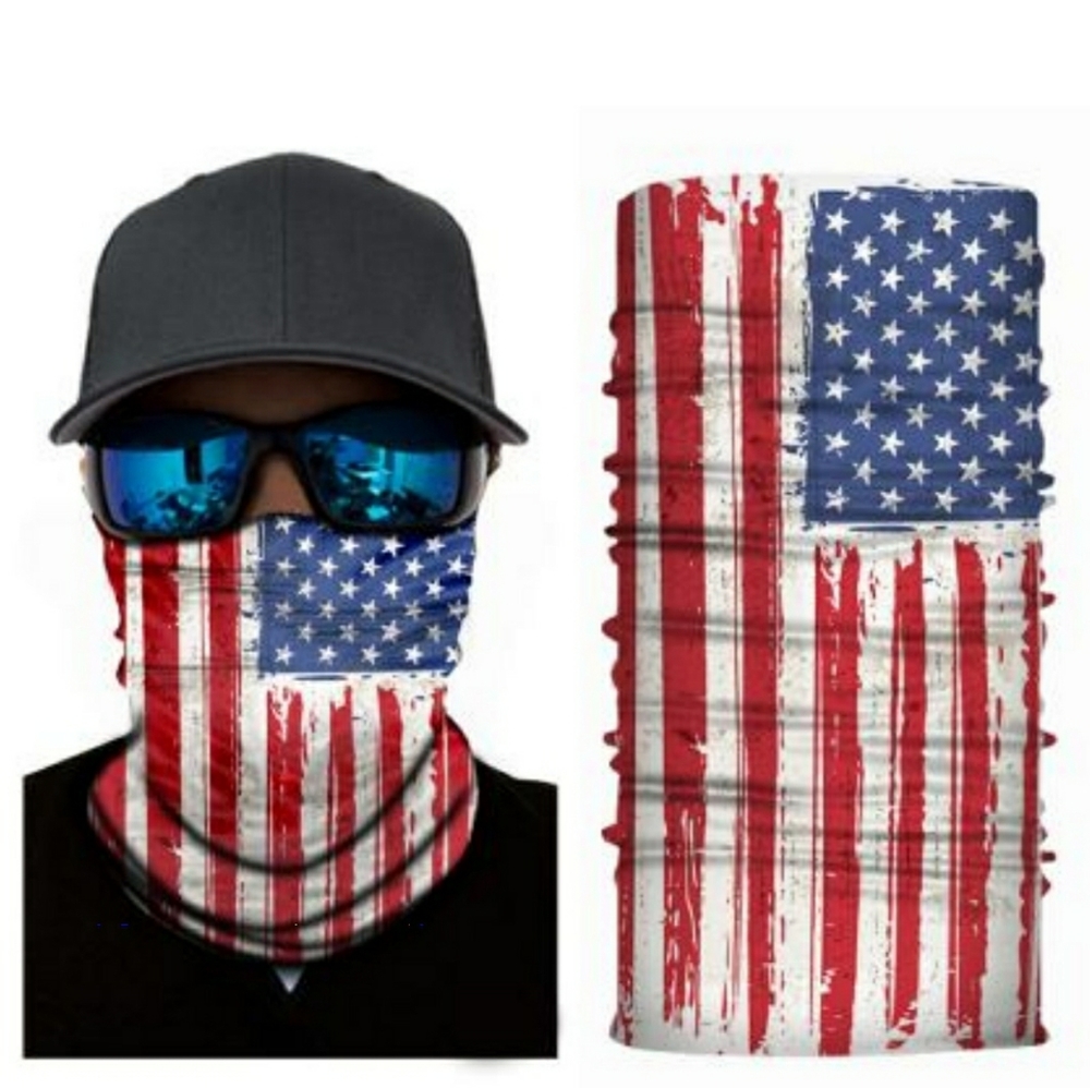 3 American flag, neck gaiter, mask, scarf, b…